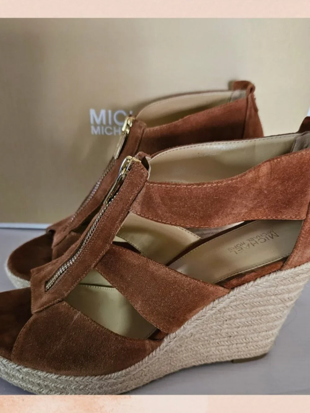 Michael Kors Brown Suede Cage Wedge Espadrille